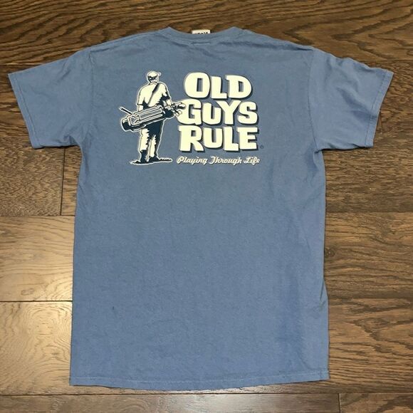 Old Guys Rule Golf Golfer playing through life Trip T-Shirt M Steel Blue - Picture 1 of 4